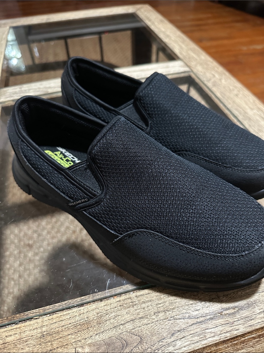 Skechers Men’s Black Slip-On Mesh Loafers